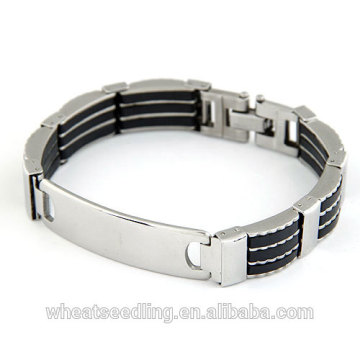 2014 New European&USA Fashion Bracelet Stainless Steel Bracelet With Leather Stich Bracelet For Men